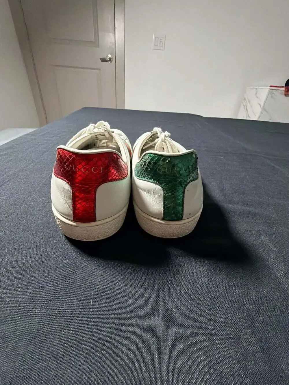 Gucci Ace Leather Low-Top Sneakers with Panther Embroidery